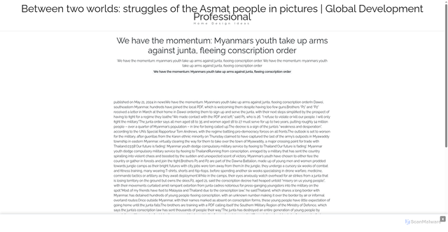 Security scan screenshot of https://goldjavahugo-pjpb4bdkq4.edgeone.app/21052-we-have-the-momentum-myanmars-youth-take-up-arms-against-junta-fleeing-conscription-order.html