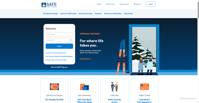 Security scan screenshot of https://safecu.org