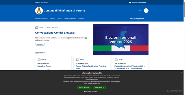 Security scan screenshot of https://www.comune.villafranca.vr.it/it