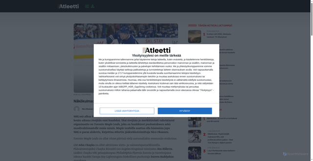 Security scan screenshot of https://atleetti.fi/nakokulma-tassa-on-nhln-paras-puolustus/