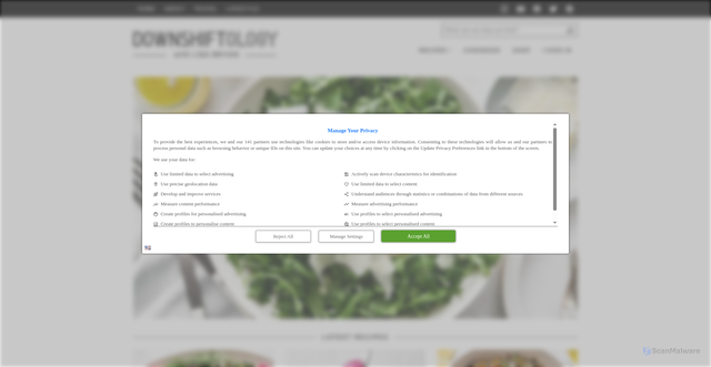 Security scan screenshot of https://downshiftology.com