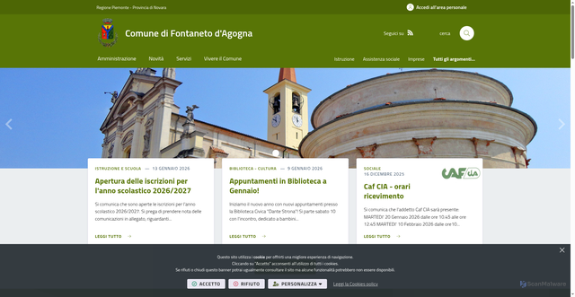 Security scan screenshot of https://www.comune.fontaneto.no.it/it-it/home
