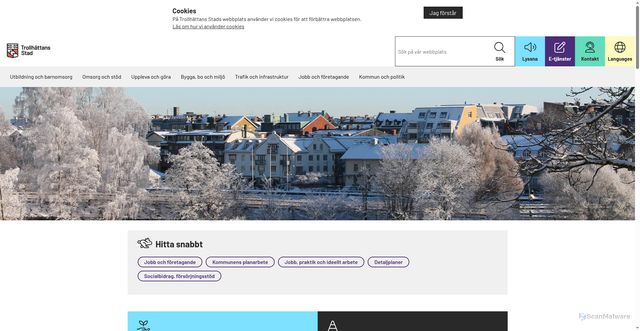 Security scan screenshot of https://www.trollhattan.se/startsida/