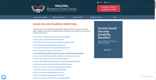 Security scan screenshot of http://test.disabilitycarecenter.org/disability-resources/disability-faqs/