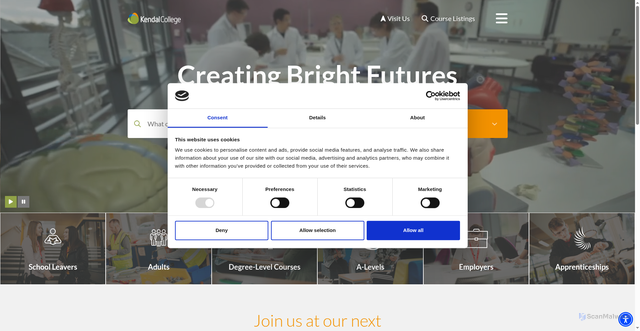 Security scan screenshot of https://kendal.ac.uk/