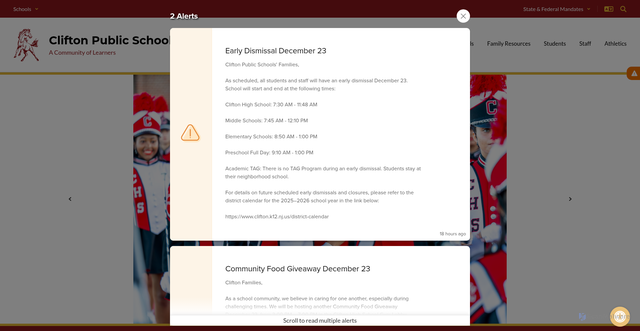 Security scan screenshot of https://www.clifton.k12.nj.us/