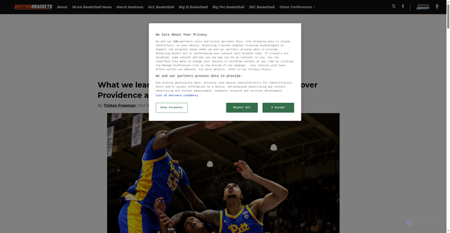 Security scan screenshot of https://bustingbrackets.com/what-we-learned-from-pittsburgh-s-exhibition-wins-over-providence-and-pitt-johnstown-basketball