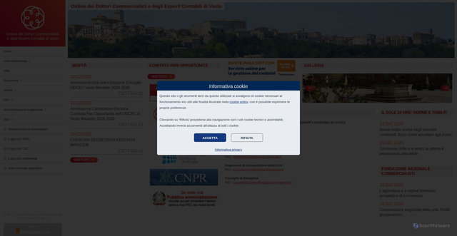 Security scan screenshot of https://www.odcecvasto.it/
