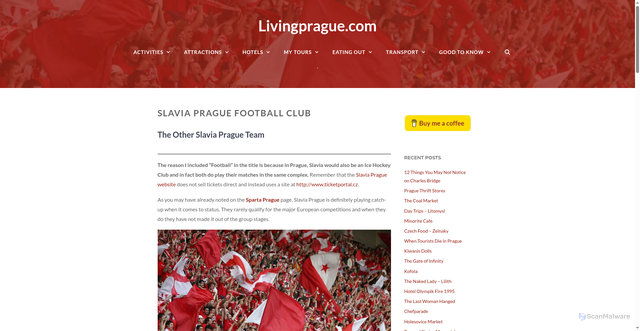 Security scan screenshot of https://livingprague.com/prague-life/slavia-prague-football/