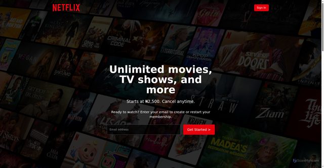 Security scan screenshot of http://www.netflix-sandy-alpha.vercel.app/