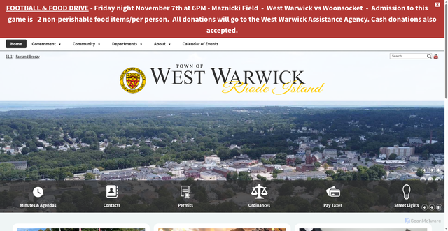 Security scan screenshot of https://westwarwickri.gov/