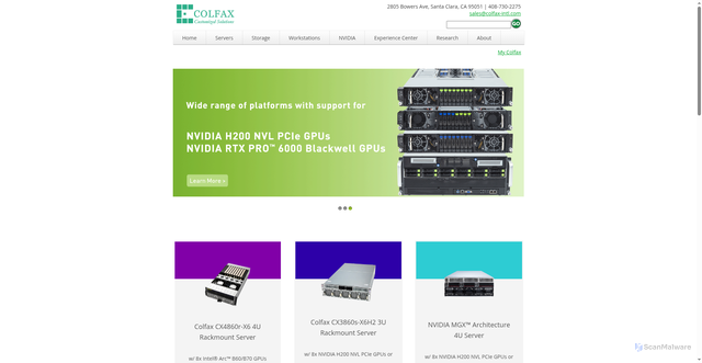Security scan screenshot of https://colfax-intl.com