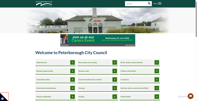 Security scan screenshot of http://www.peterborough.gov.uk