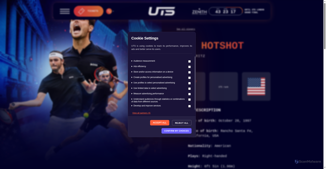 Security scan screenshot of https://www.uts.live/taylor-fritz/