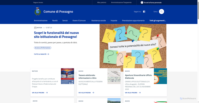 Security scan screenshot of https://www.comune.possagno.tv.it/