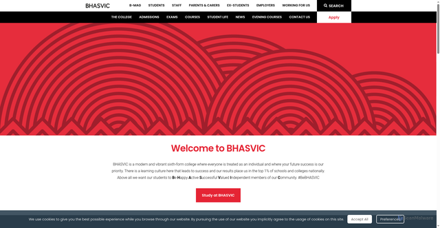 Security scan screenshot of https://www.bhasvic.ac.uk/