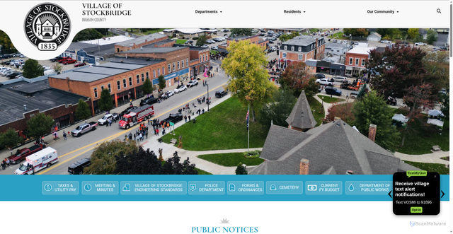 Security scan screenshot of https://villageofstockbridgemi.gov/