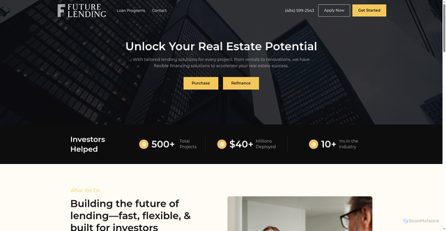 Security scan screenshot of https://futurelending.secure-engine.com/home