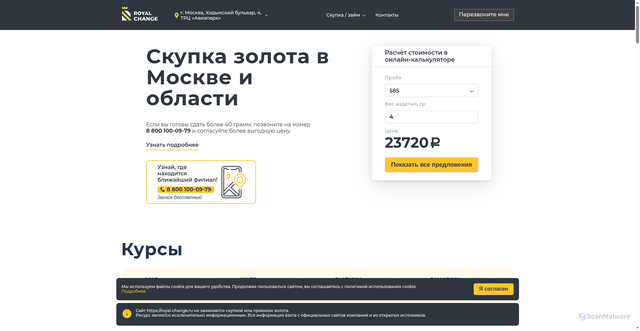 Security scan screenshot of https://pnz.royal-change.ru/