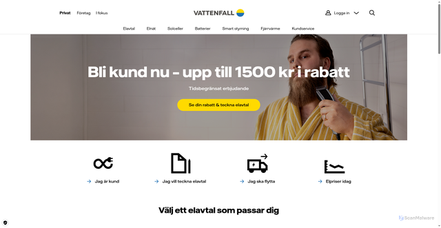 Security scan screenshot of https://vattenfall.se