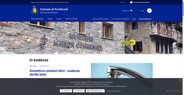 Security scan screenshot of https://www.comune.pontboset.ao.it