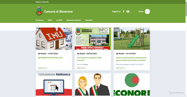 Security scan screenshot of https://www.comune.bizzarone.co.it