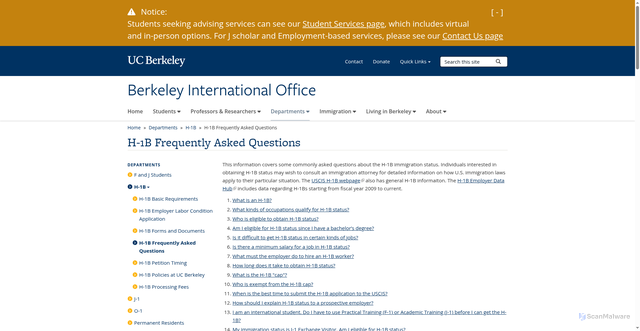 Security scan screenshot of https://internationaloffice.berkeley.edu/h-1b_faqs