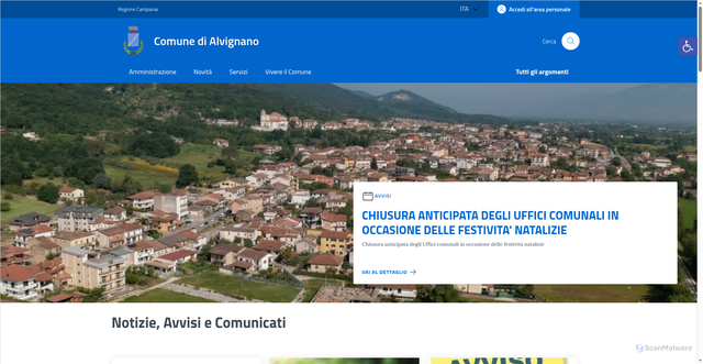Security scan screenshot of https://www.comune.alvignano.ce.it/