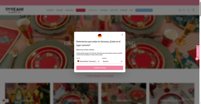 Security scan screenshot of https://www.ohyeahparty.com/en/products/gafas-2026-nochevieja?srsltid=AfmBOoq-118ZGJl7qLOs5Obl7Jwan_X4ZeyeYjmujnsUuvU10Sfw_mMX