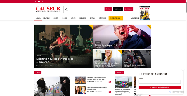 Security scan screenshot of https://causeur.fr