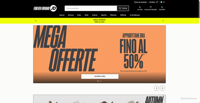 Security scan screenshot of https://www.jdsports.it/