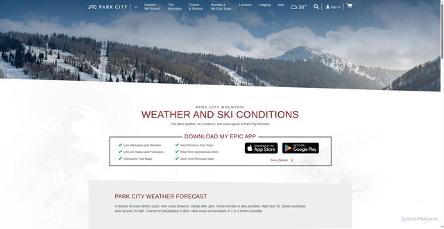 Security scan screenshot of https://www.parkcitymountain.com/the-mountain/mountain-conditions/weather-report.aspx