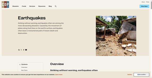 Security scan screenshot of https://disasterphilanthropy.org/resources/earthquakes/
