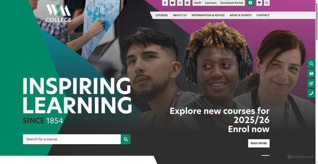 Security scan screenshot of https://www.wmcollege.ac.uk/