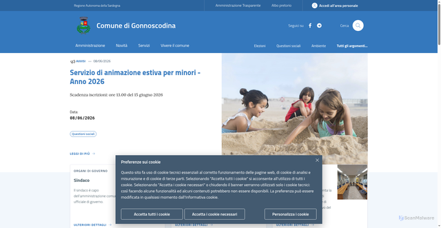 Security scan screenshot of https://www.comune.gonnoscodina.or.it
