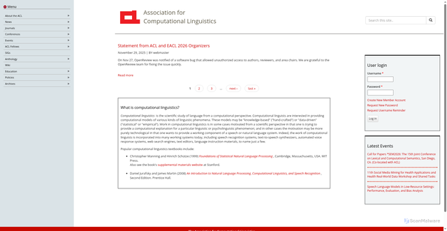 Security scan screenshot of https://aclweb.org