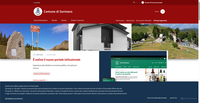 Security scan screenshot of https://www.comune.sormano.co.it/