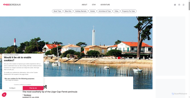 Security scan screenshot of https://www.seebordeaux.com/cap-ferret