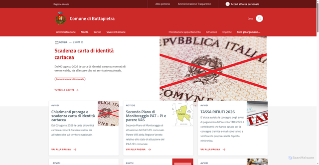 Security scan screenshot of https://www.comune.buttapietra.vr.it