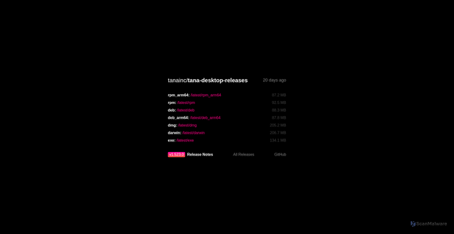 Security scan screenshot of https://desktop-update.tana.inc