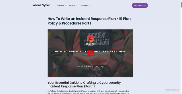Security scan screenshot of https://insanecyber.com/how-to-write-an-incident-response-plan/