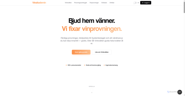 Security scan screenshot of https://vinakademin.se