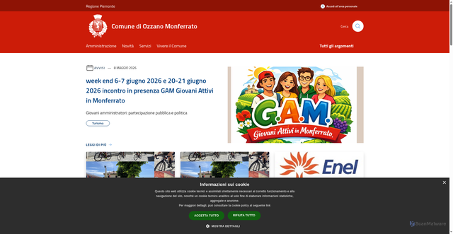 Security scan screenshot of https://www.comune.ozzanomonferrato.al.it