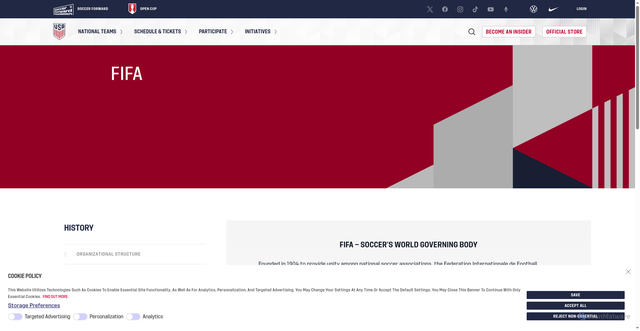 Security scan screenshot of https://www.ussoccer.com/history/organizational-structure/fifa