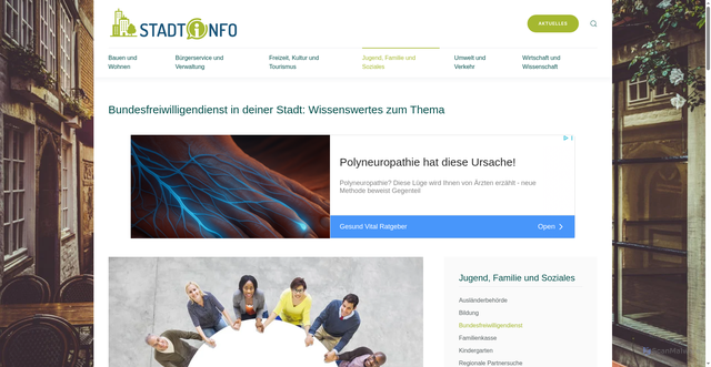Security scan screenshot of https://www.stadt.info/bundesfreiwilligendienst/
