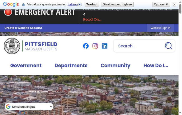 Security scan screenshot of https://www.pittsfieldma.gov/