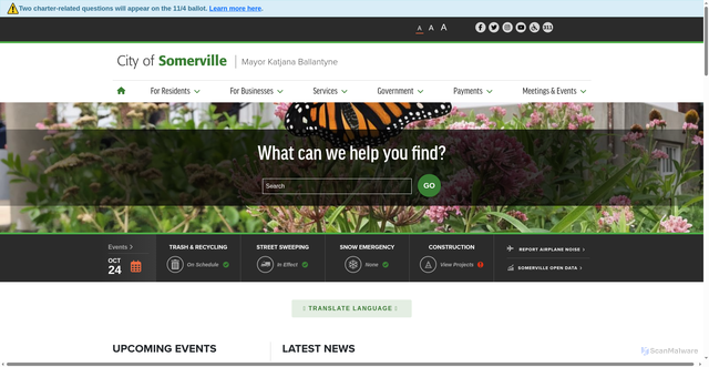 Security scan screenshot of https://www.somervillema.gov/