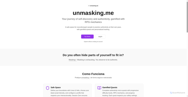 Security scan screenshot of http://unmasking.app/