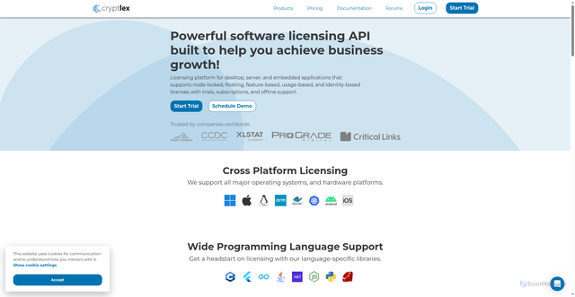 Security scan screenshot of https://cryptlex.com