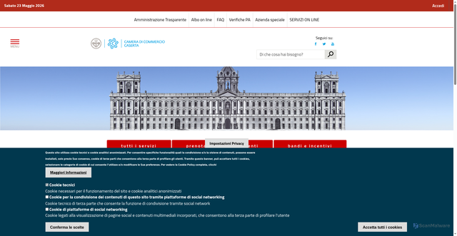 Security scan screenshot of https://www.ce.camcom.it